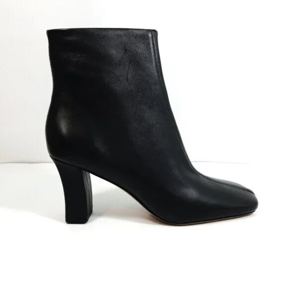 VINCE Leather Ankle Boots Square Toe Black Women Sz 10 - Picture 6 of 16